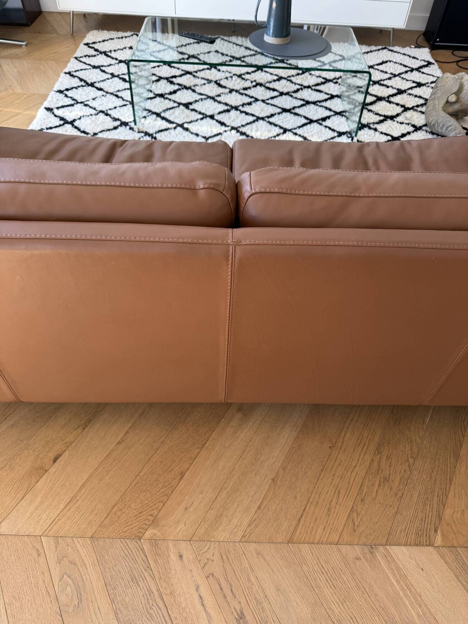 Duvivier Centquatre 3-seater sofa in camel leather — 213 cm