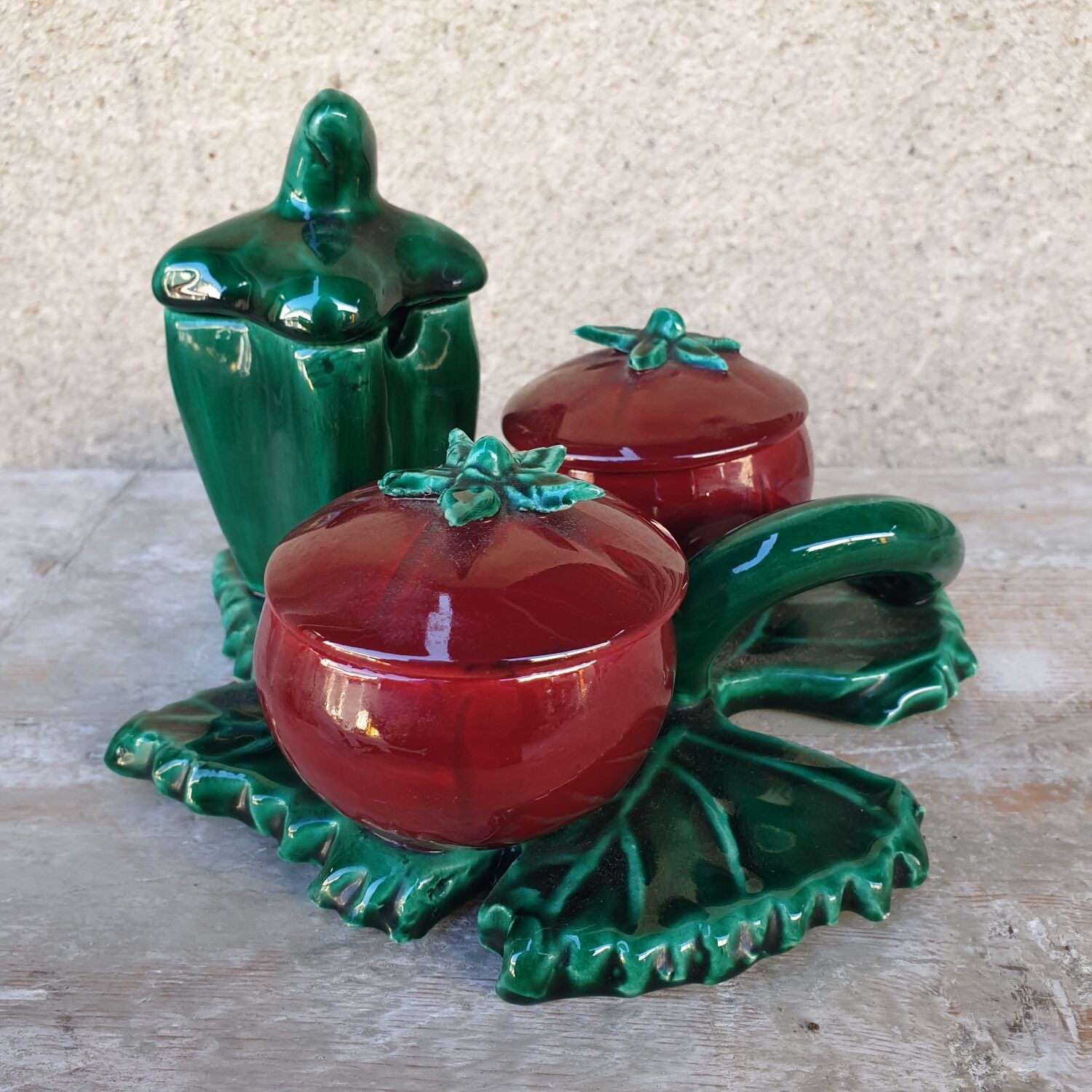 Service ceramique vintage sel poivre moutarde années 1950 1960