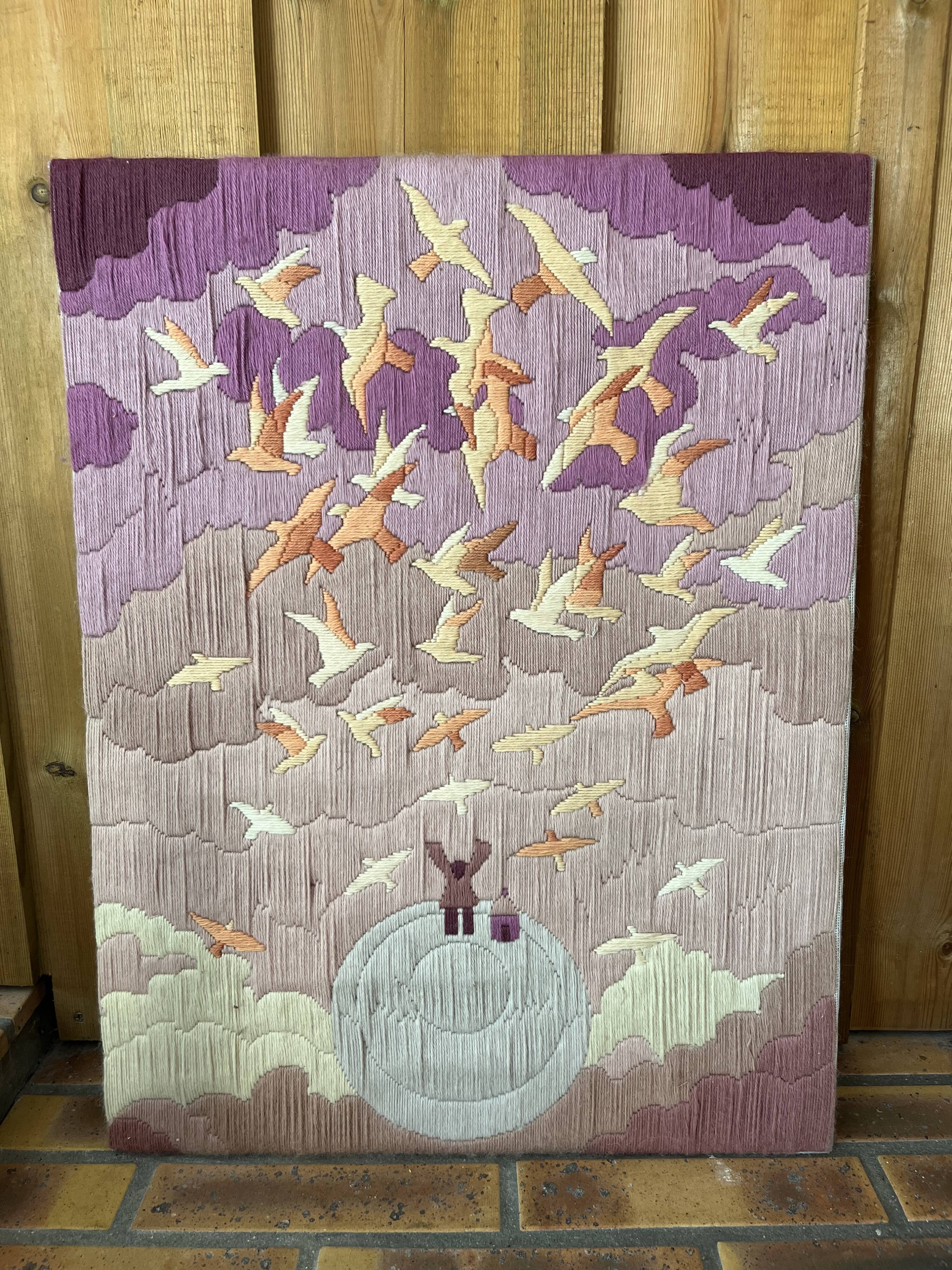 Canvas tapestry vintage oiseleur du monde