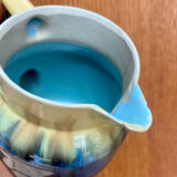 Blue stoneware pitcher 60s