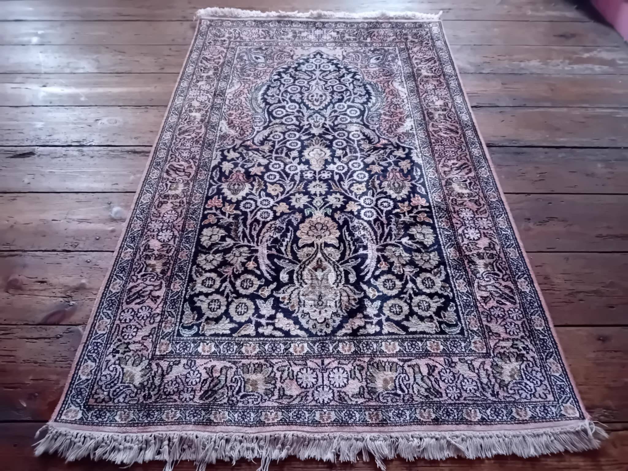 Handmade silk cashmere rug 155x92cm