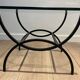 Pair of Black Lacquered Wrought Iron and Glass Side Tables, French Work