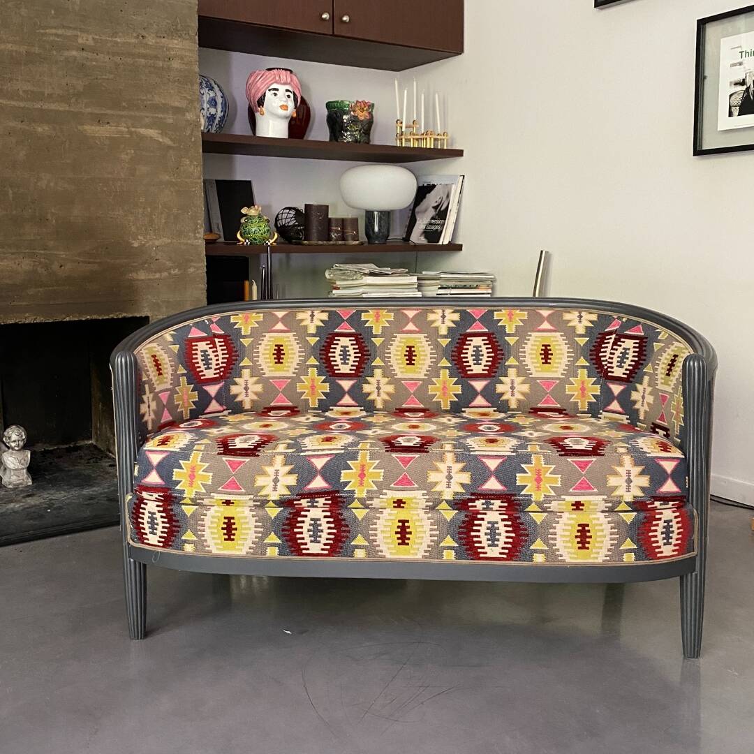 Ensemble canape et fauteuils anciens - restauration tissu Pierre Frey