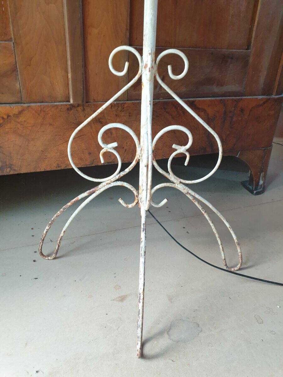 Metal garden lamp with cracked white paint - 1960s
