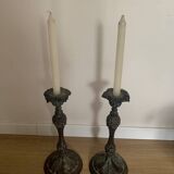 Set of 2 cast iron candlesticks