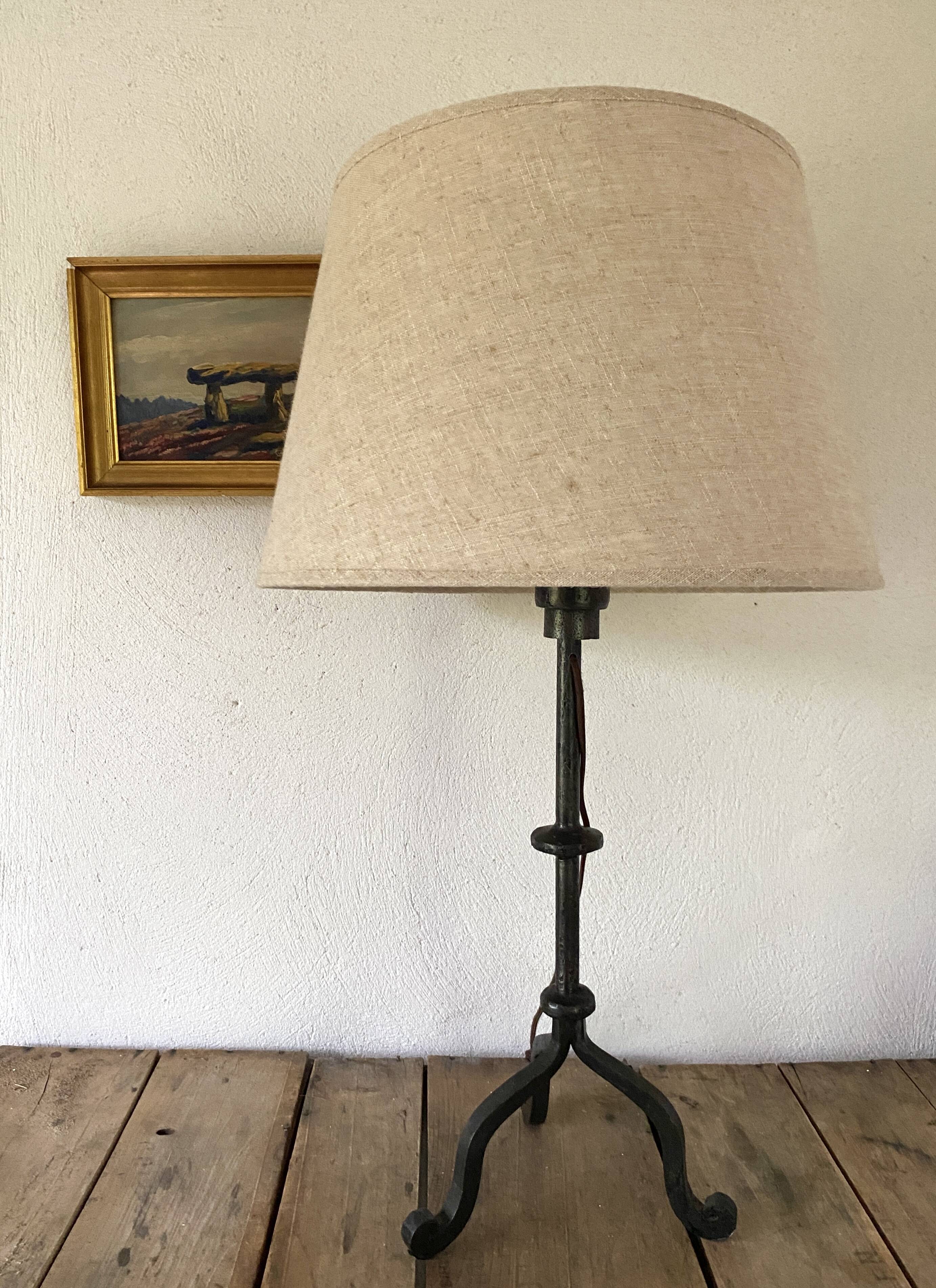 Brutalist wrought iron lamp base