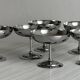 8 shiny stainless steel ice cream cups
