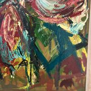 Original Swedish Oil on Panel – "Pink Flower" by Owe Wessbohn – Signed – Vintage and Framed – 69 × 51 cm (27.2" × 20.1")