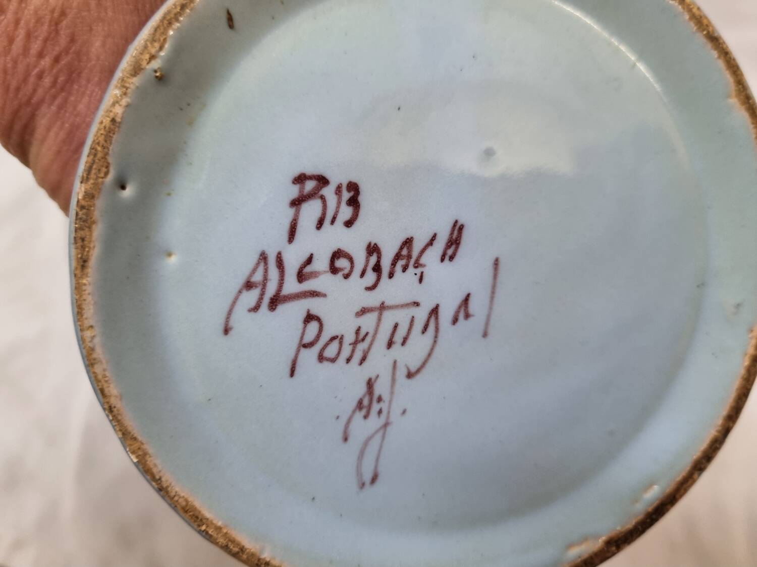 Alcobaça vase with handles, Portugal pottery