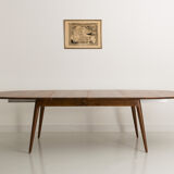 Custom-made solid walnut dining table with 4 extensions, for 6 to 16 people
