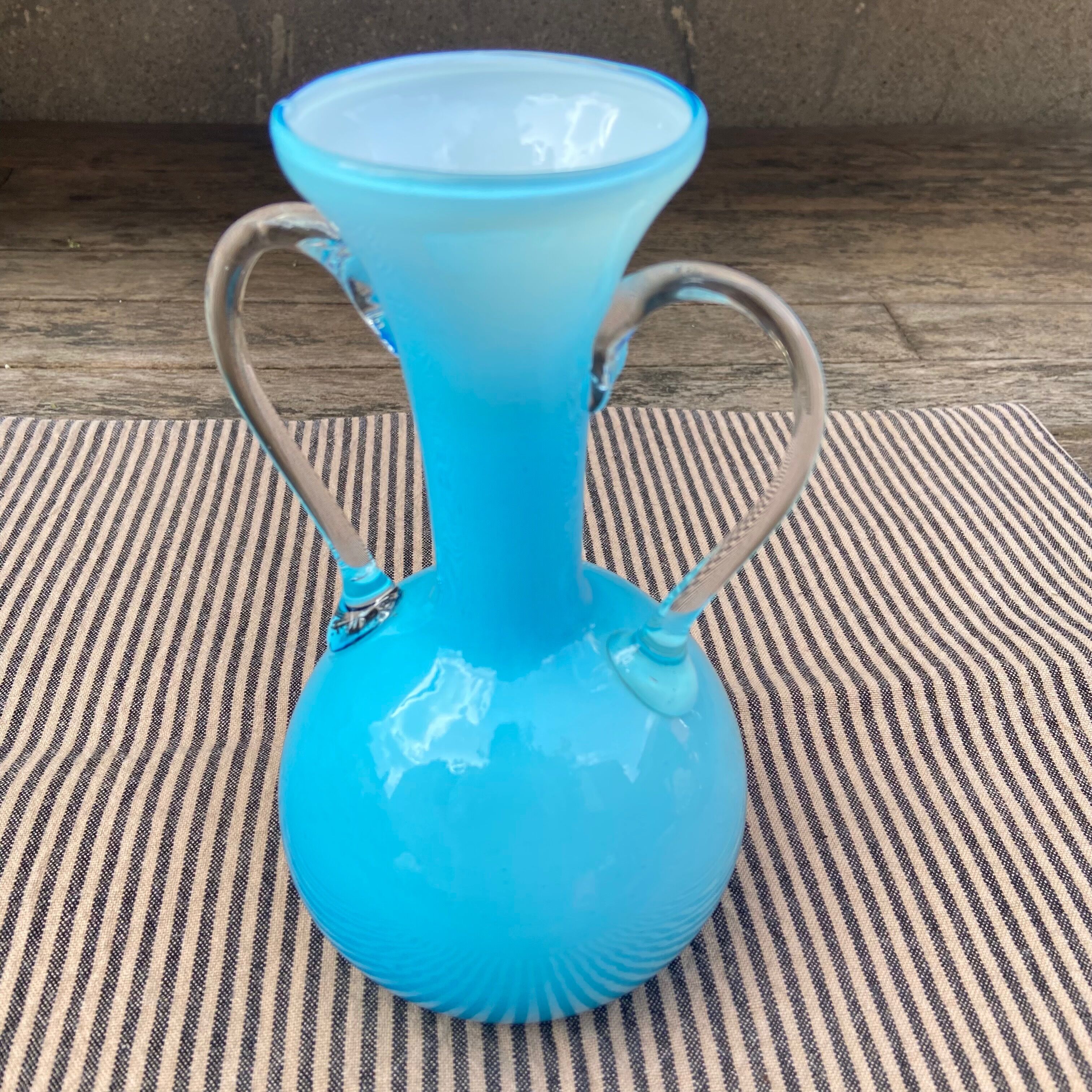 Opaline vase and blown glass