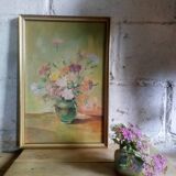 Tableau ancien au bouquet
