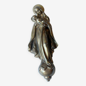 Sculpture en laiton mère de Dieu avec enfant, vintage des années 1950