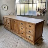 XXL solid oak counter sideboard