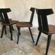 Set of 4 vintage brutalist chairs in beech 1960's