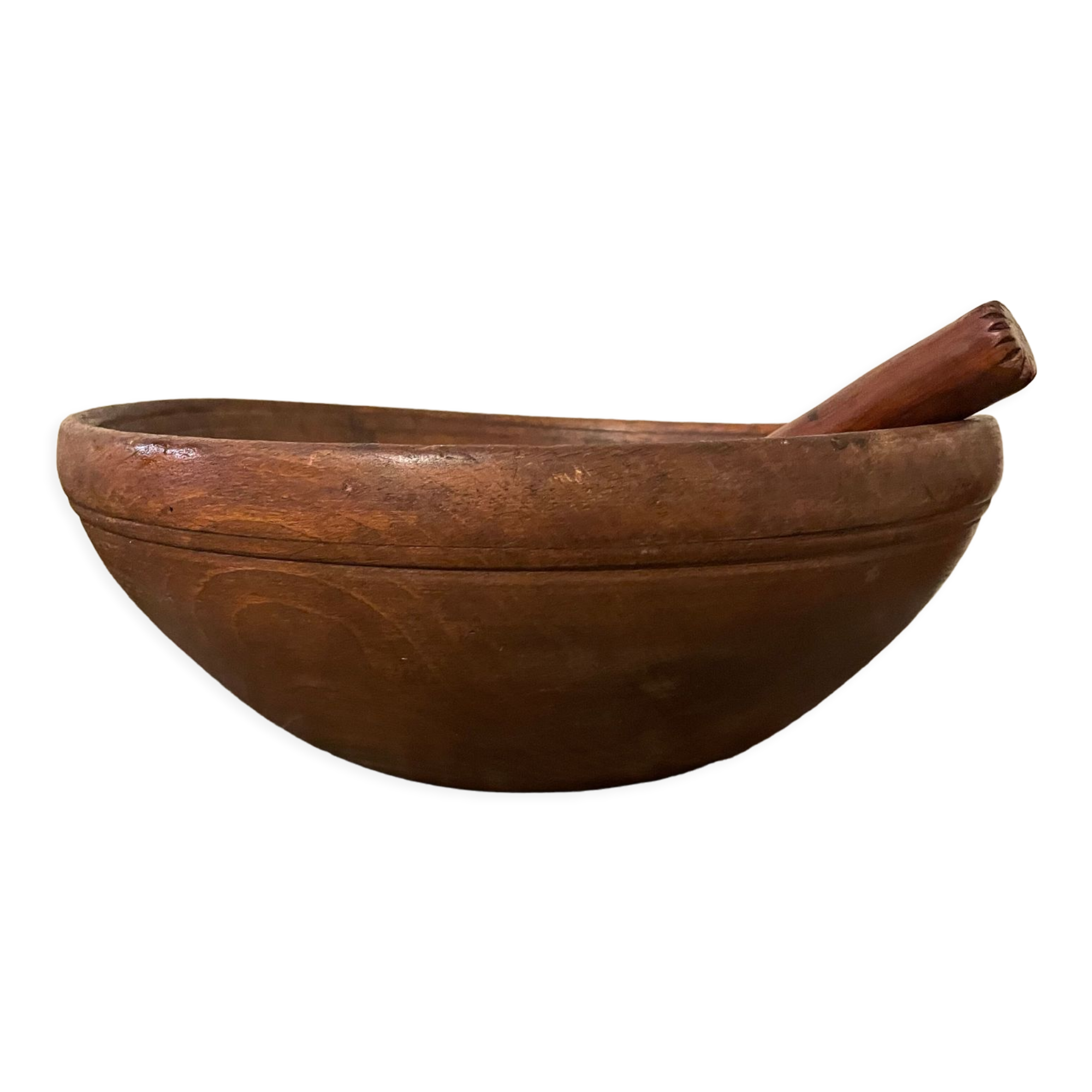 Raw wooden salad bowl