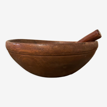 Raw wooden salad bowl