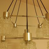 Lustre en verre et en chrome 1970s