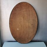 Miroir ovale vintage en bois, 1970 (82 cm x 55 cm)
