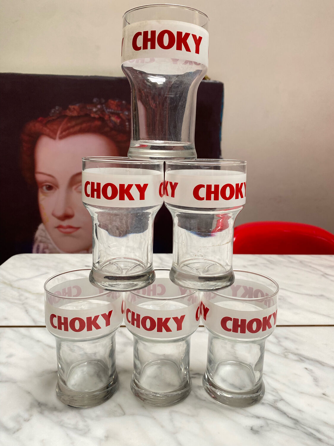 Set of 6 glasses of the brand choky vintage
