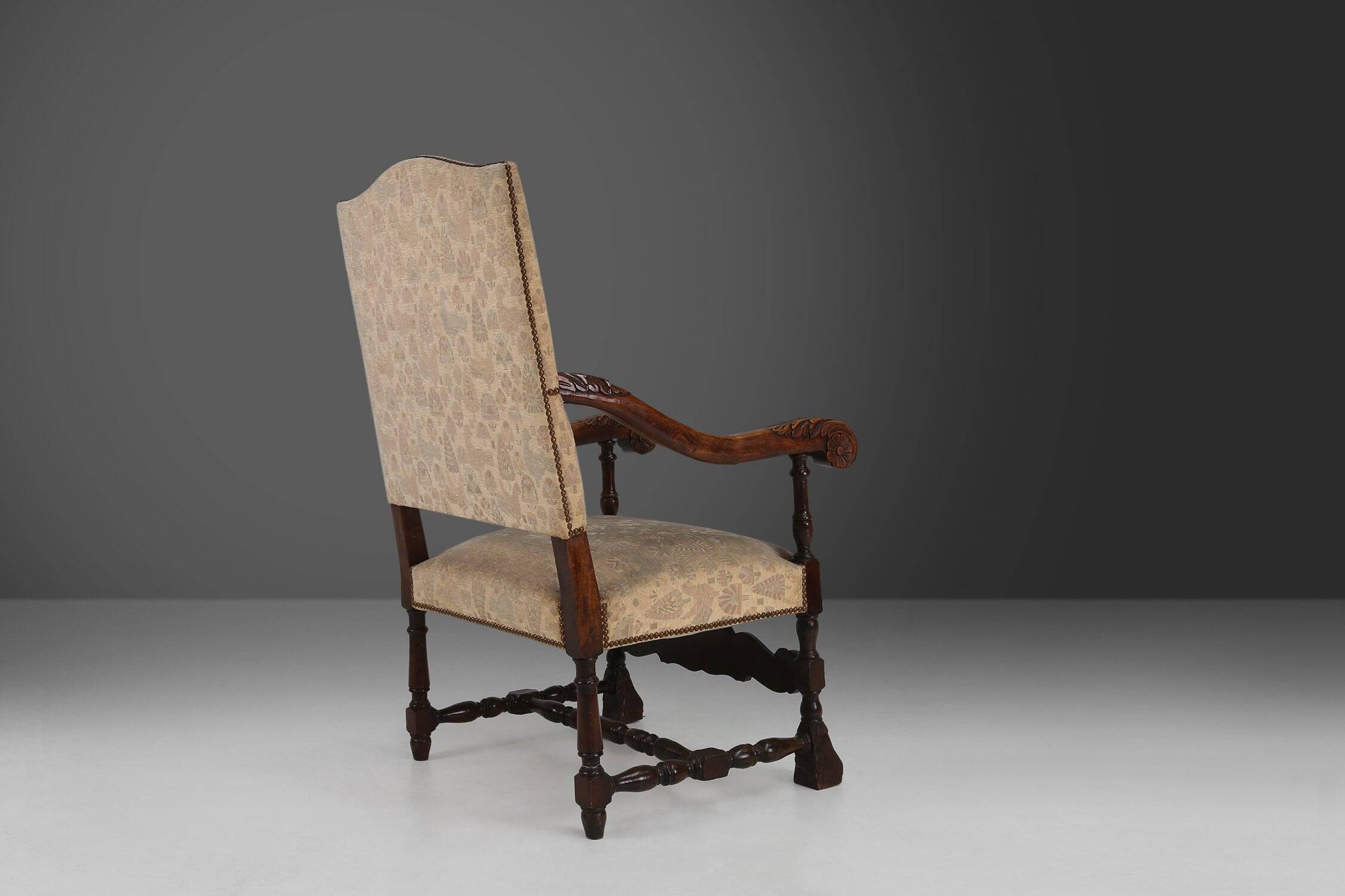 19th Century Renaissance carved oak Throne Armchair, France 1850s