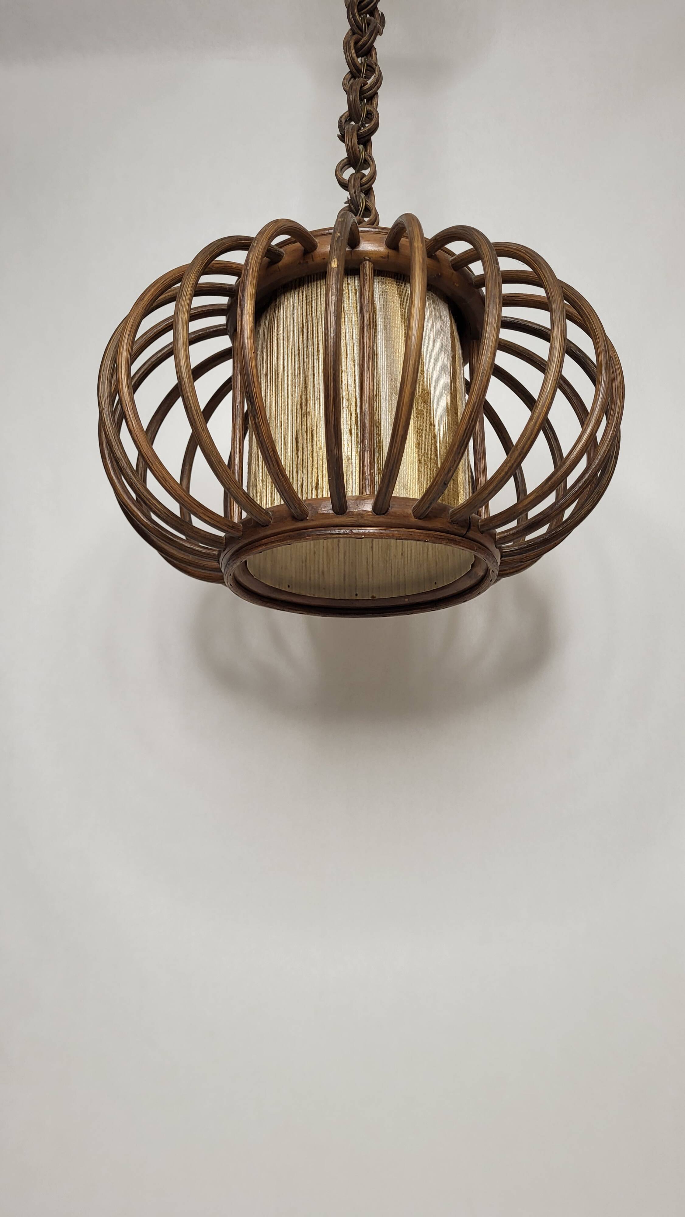 Rattan pendant lamp 1970s