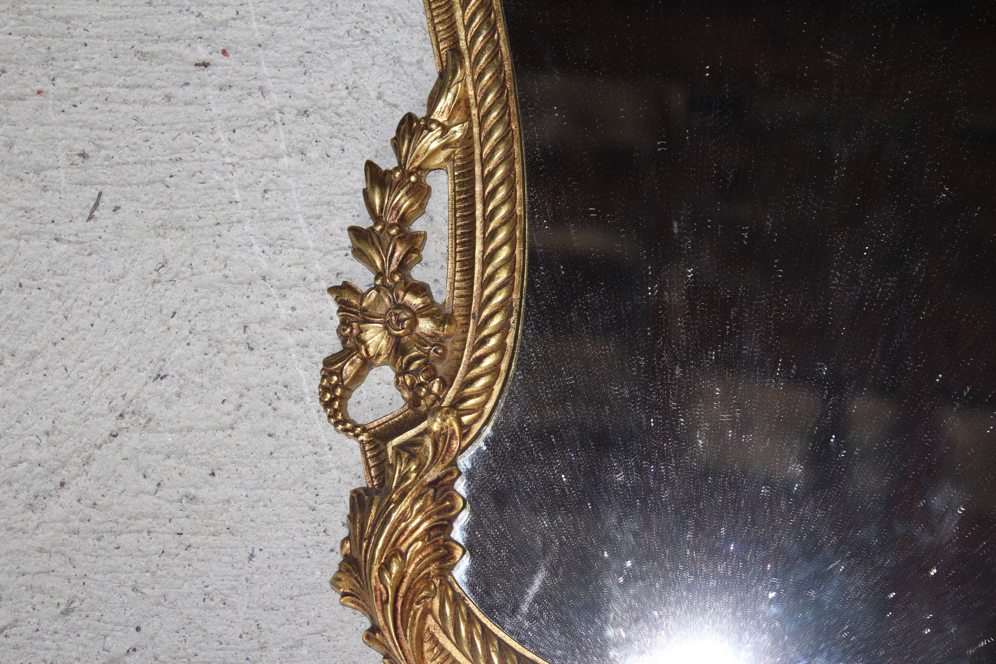 Napoleon III mirror bronze decoration of node and flowers 52 x 95 cm