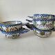 5 mini earthenware bowls from Charolles decorated with a village and rooster.