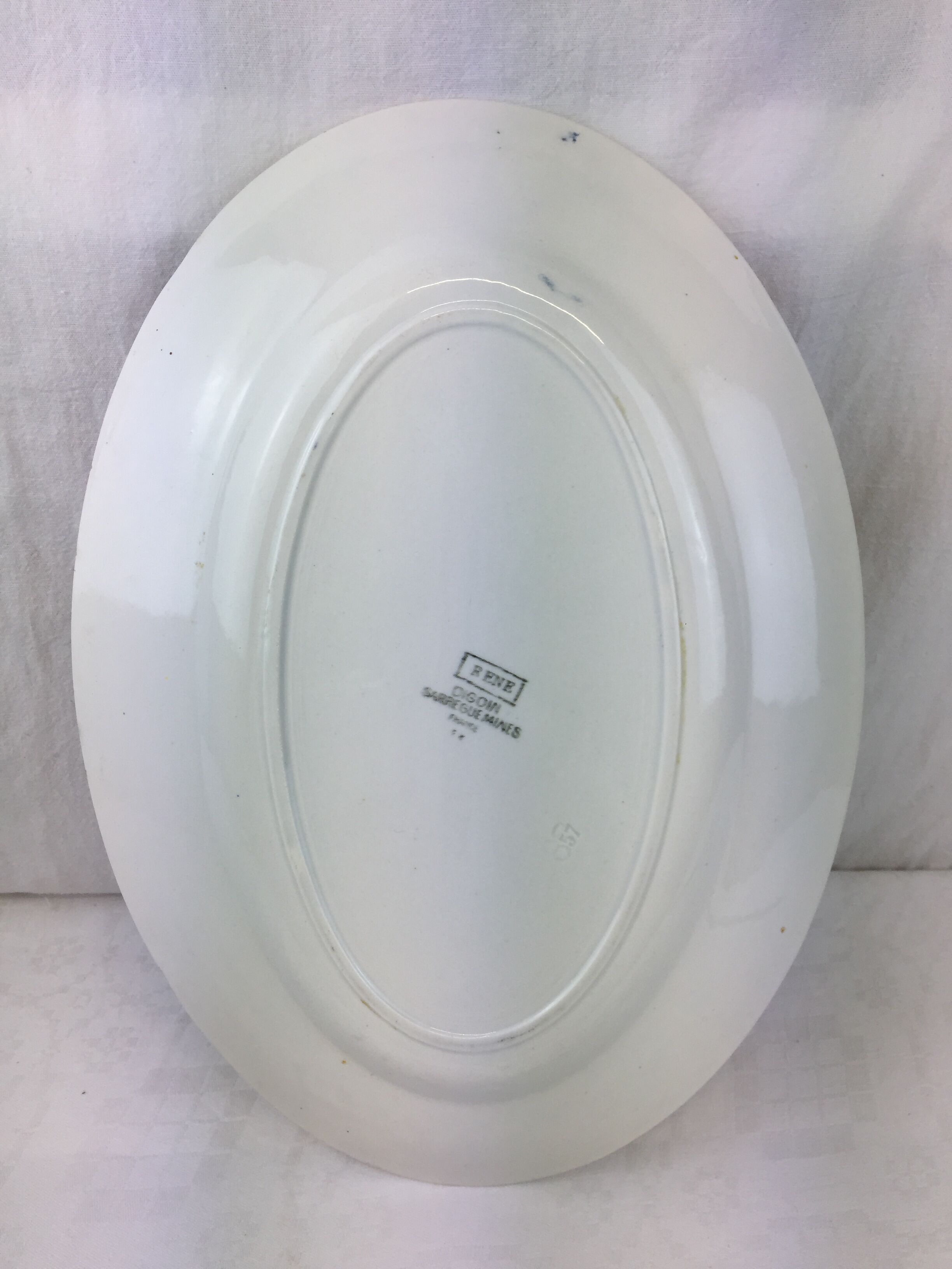 Old oval shaped dish made in france Digoin Sarreguemines model *rené*