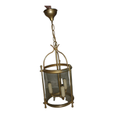 Glass lantern and gilded brass, antique pendant lamp