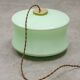 Mid-Century Italian Brass and Green Glass Pendant Lamp