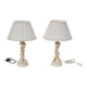 Set of 2 midcentury Italian ceramic floral table lamps