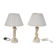 Set of 2 midcentury Italian ceramic floral table lamps