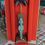 Lampe égyptienne osiris  bronze teck vintage  avec ecrin