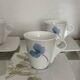 Set of 4 Limoges porcelain coffee cups "Hortensia" Guy Degrenne