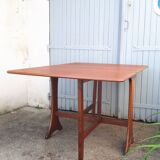 Vintage dining table console desk in teak and exotic wood from the 70s