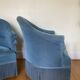Pair of blue velvet toad armchairs from the 60s
