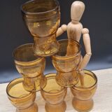 Set of 6 Italian amber glasses