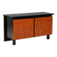 1980s lacquered wood and burl commode
