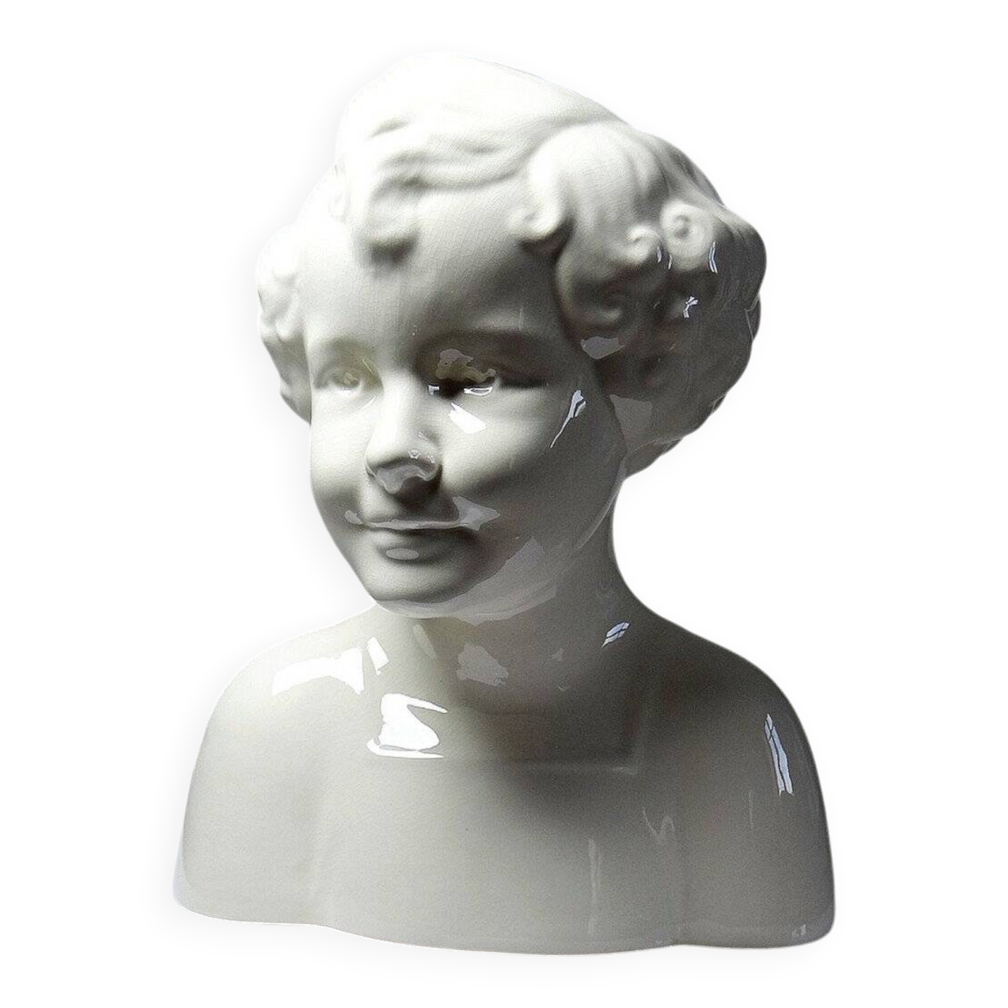 Large Art Deco faience bust from Sarreguemines, early period