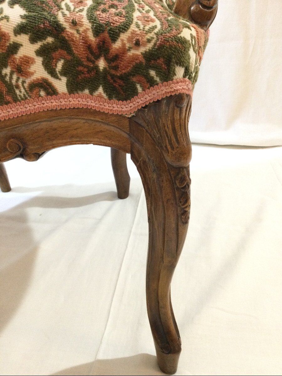 Louis xv style armchair in walnut