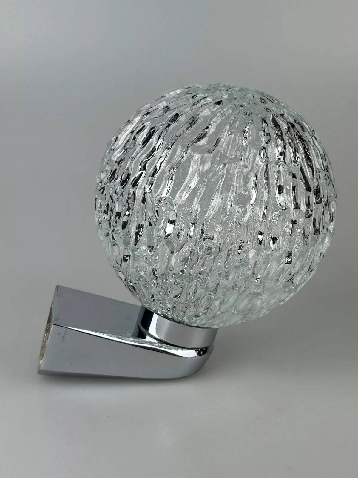 60s 70s wall lamp ball lamp metal chrome & glass space age design