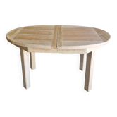 Oval wooden table – 2 extensions – sandblasted & varnished