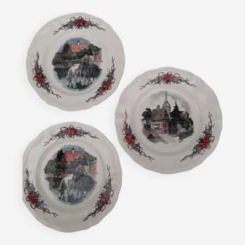 Set of 3 Sarreguemines dessert plates