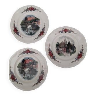 Set of 3 Sarreguemines dessert plates