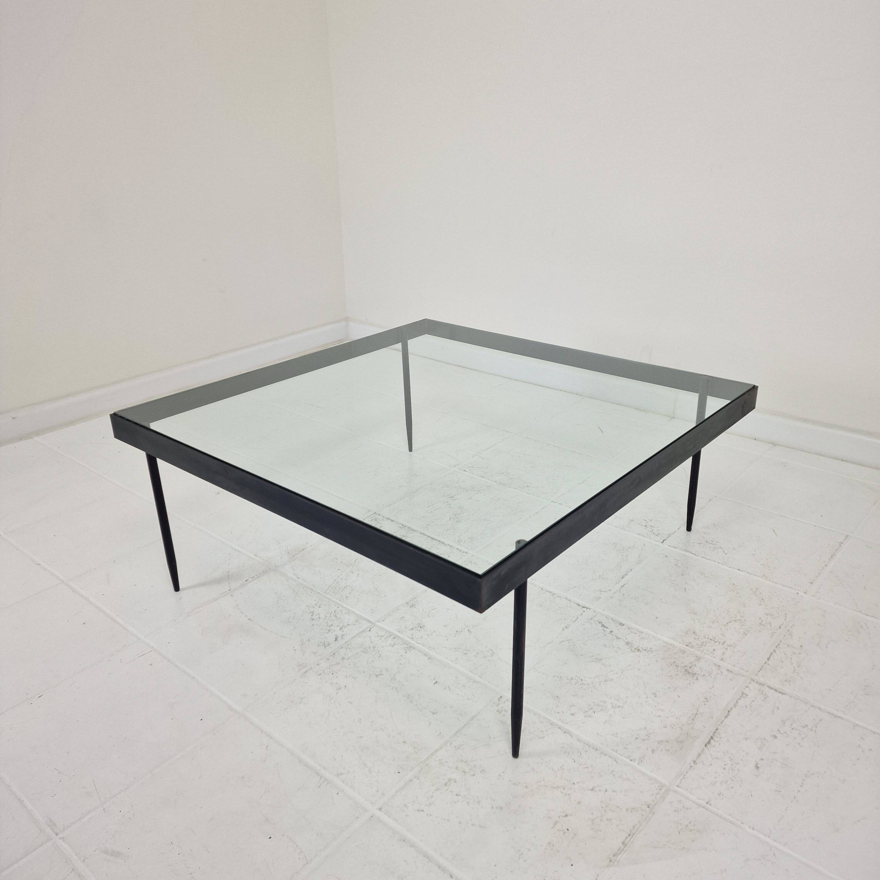 Janni Van Pelt "G4A" Coffee Table in Steel and Glass, Netherlands 1958
