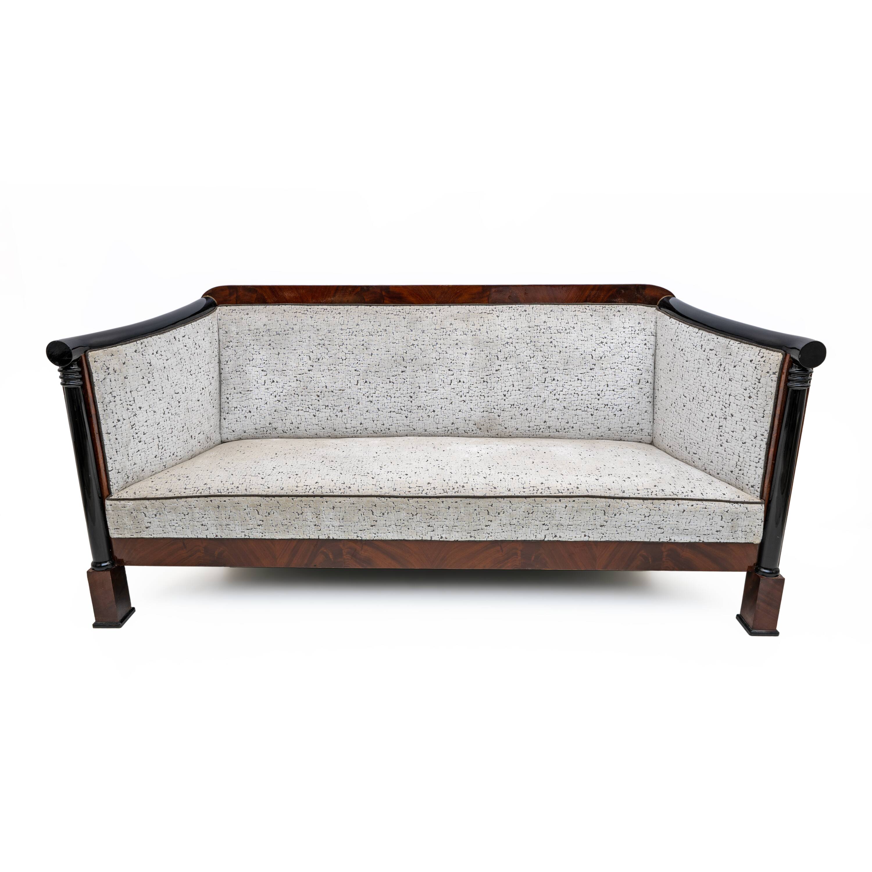 19th Century Biedermeier Mahogany Feather Two Armchairs and Sofa, Vienna