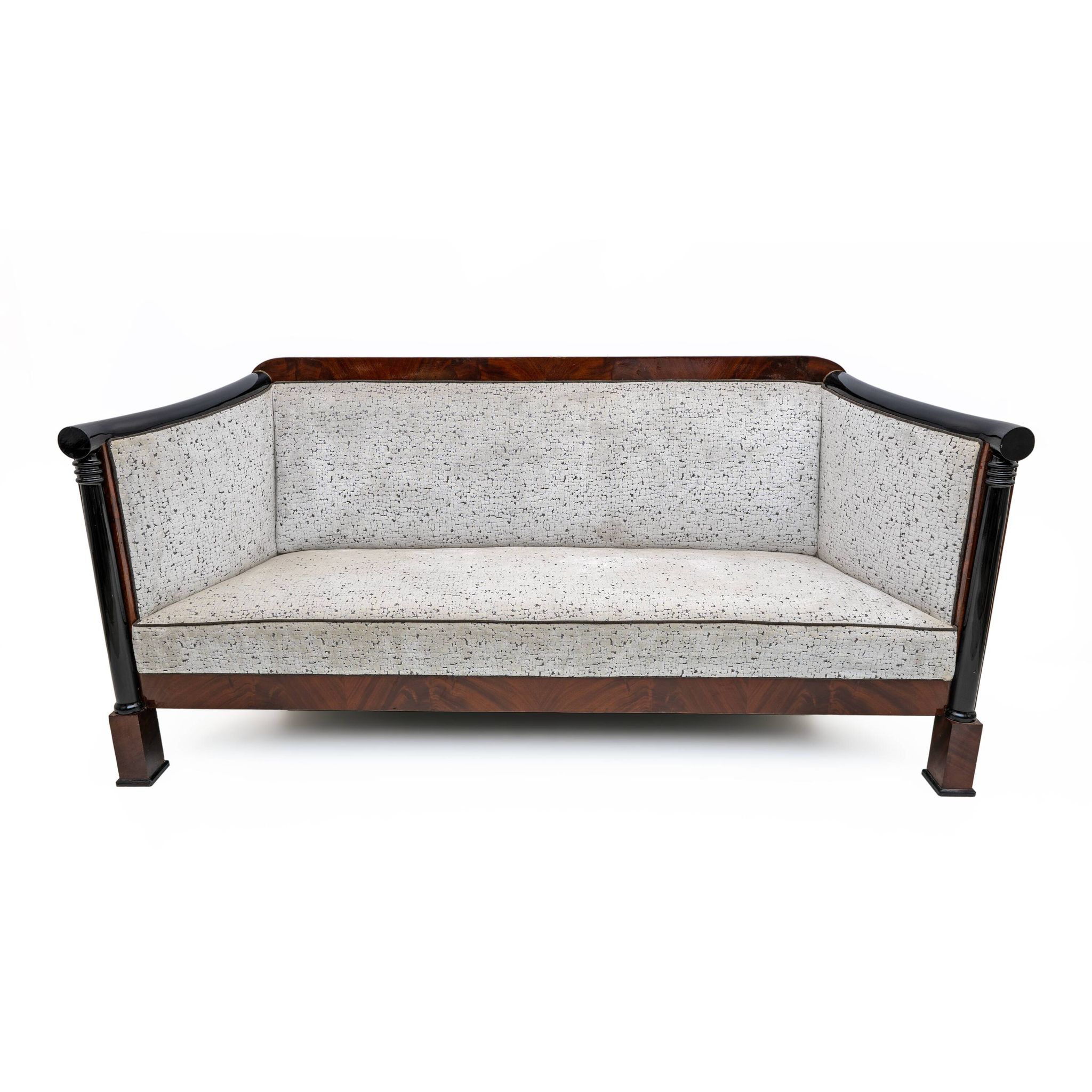 19th Century Biedermeier Mahogany Feather Two Armchairs and Sofa, Vienna