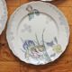 6 large flat plates in polychrome iron earth model "Iris" Choisy-le-Roi