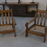 Pair of oak armchairs